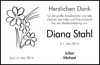 Traueranzeige von Diana Stahl von Pegnitz-Zeitung